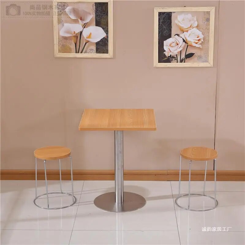 H2 Fast Dining Table and Chairs_Economic Snack Bar 4 Seats Cafe Milk Tea Shop Bar Simple Rectangular Table Free Shipping