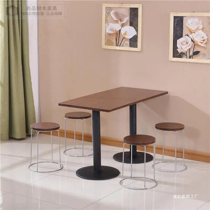 H2 Fast Dining Table and Chairs_Economic Snack Bar 4 Seats Cafe Milk Tea Shop Bar Simple Rectangular Table Free Shipping