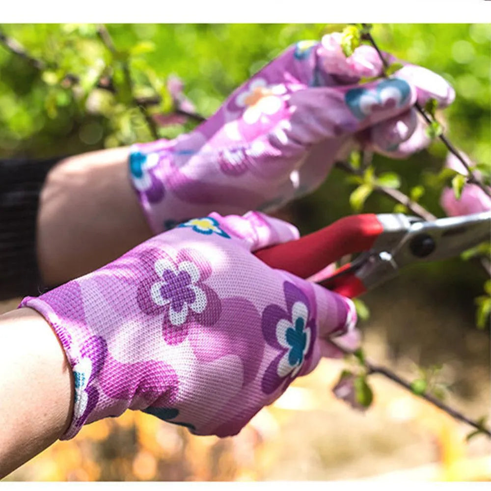 1Pair Working Gloves Non-Slip Household Gloves Planting Yard Cleaning Palm-Coated Floral Garden Gloves