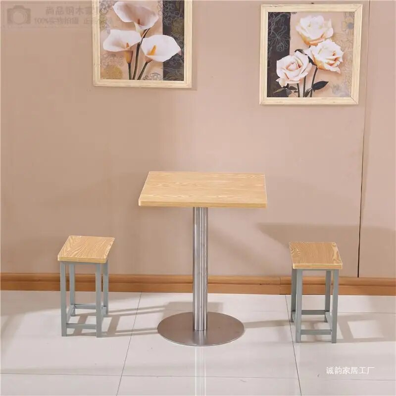 H2 Fast Dining Table and Chairs_Economic Snack Bar 4 Seats Cafe Milk Tea Shop Bar Simple Rectangular Table Free Shipping