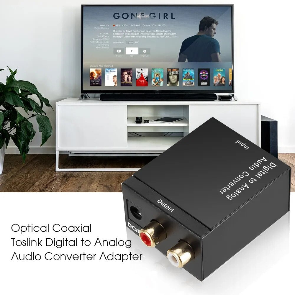 RCA Digital Optical Coaxial Signal to Analog DAC SPDIF Stereo 2*RCA Audio Converter Adapter With Fiber Optical Cable 3.5MM Jack