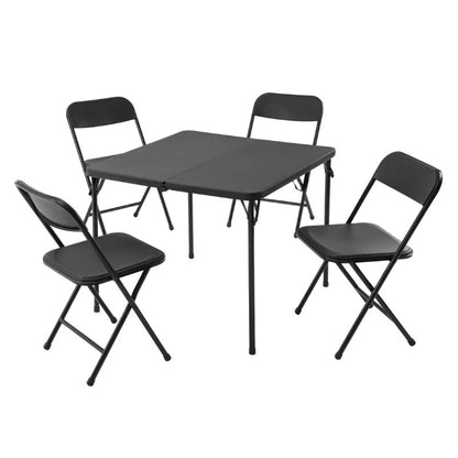 Mainstays 5 Piece Resin Card Table and Four Chairs Set, Black bistro table set  outdoor patio  patio chair