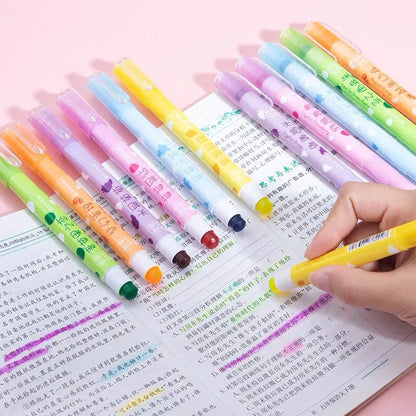 Fruity Scent Pastel Gel Dry Highlighters Bible Highlighters Pen No Bleed Bible Art Markers Kawaii School Stationery 6Colors/Set