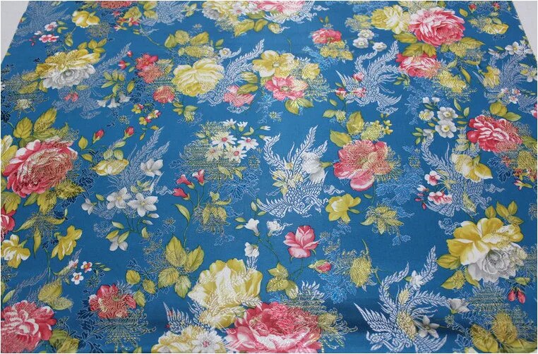 Brocade Fabric By The Meter for Clothing Chinese Cheongsam Hanfu Sewing Children's Jacquard Cloth Printed Flower Silky Drape Diy