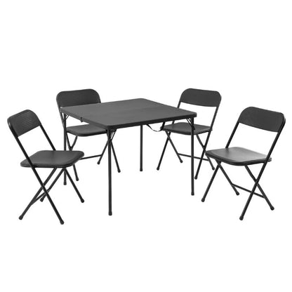 Mainstays 5 Piece Resin Card Table and Four Chairs Set, Black bistro table set  outdoor patio  patio chair