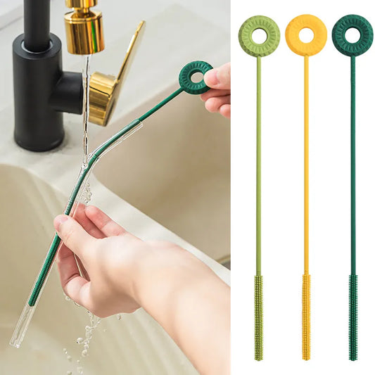 Long Straw Brush Silicone Pipe Tube Cleaner Brush for Washing Glass Silicone Metal Pot Spout Mini Bottle Brush Kitchen Gadgets