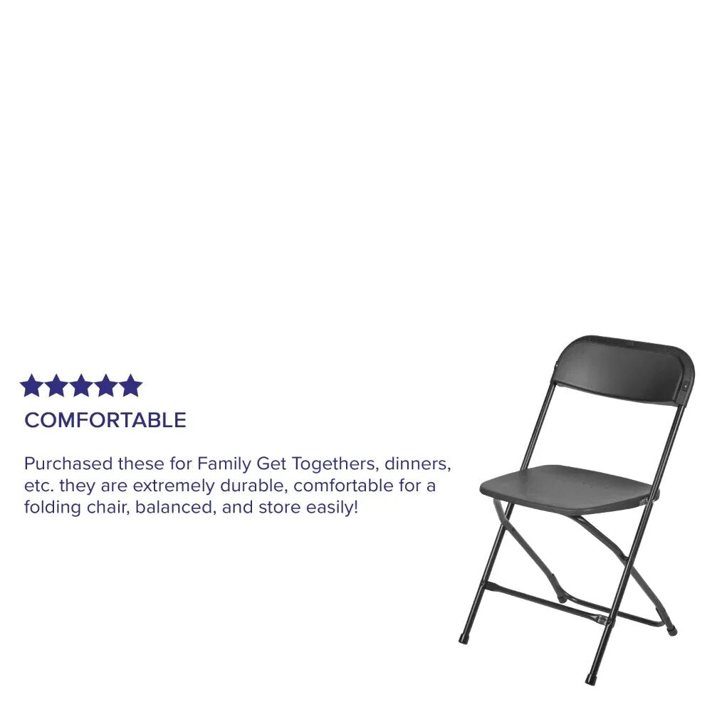 Furniture Plastic Folding Chair - Black - 2 Pack 650LB Weight Capacity Comfortable Event Chair-Conference Chairs