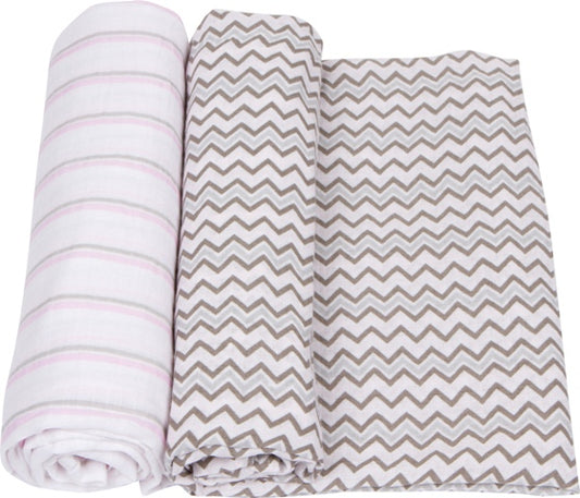 MiracleWare 3240 Pink & Gray Muslin Swaddle- 2 Pack